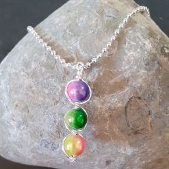 Rainbow bead pendant necklace 1 Rainbow bead pendant necklace 2