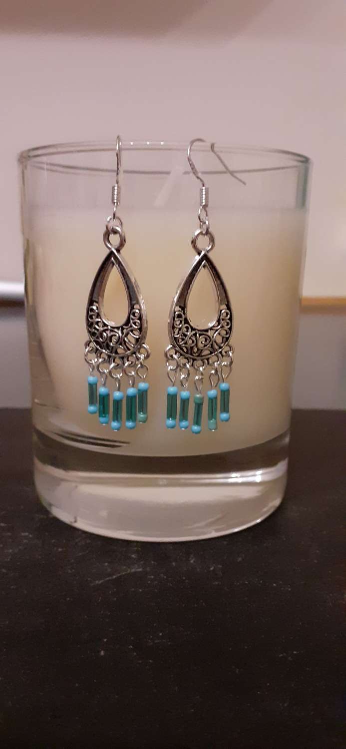 Blue Chandelier Boho Earrings Blue Chandelier Boho Earrings