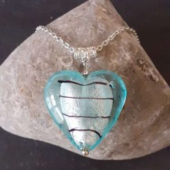 Turquoise heart foil lined pendant