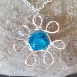 Turquoise Glass Flower Necklace