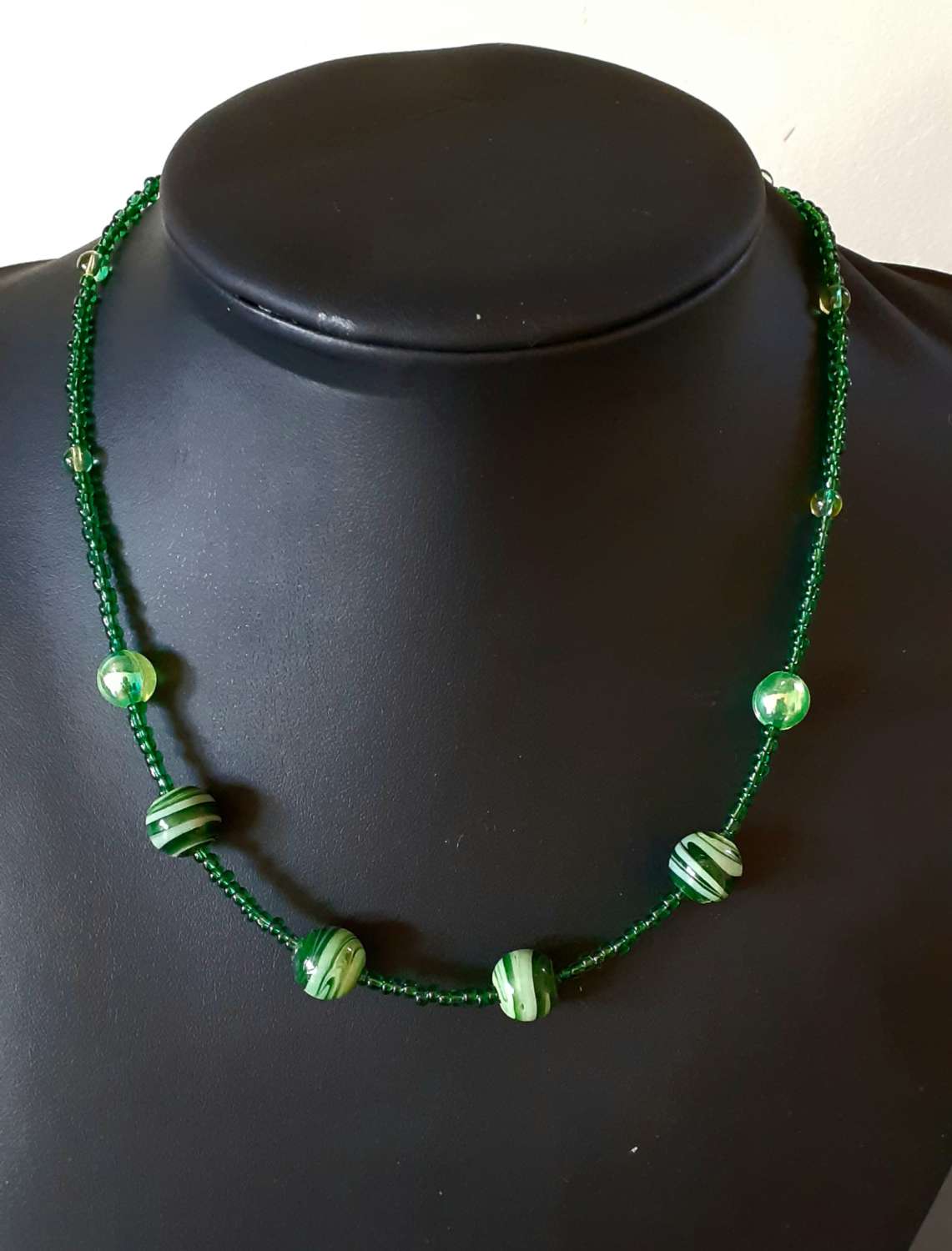20210309_125157 Green Striped Bead Necklace 1