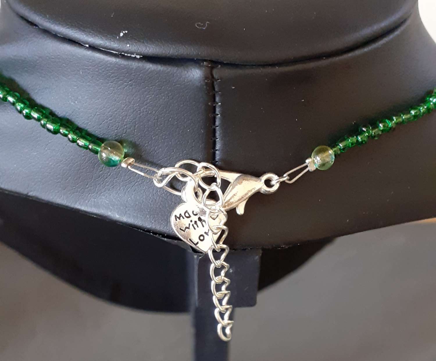 20210309_125252 Green Striped Bead Necklace 4
