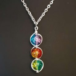 Multi tone glass bead pendant necklace 1 Multi tone glass bead pendant necklace 1