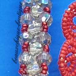Red and Crystal Beaded Barette