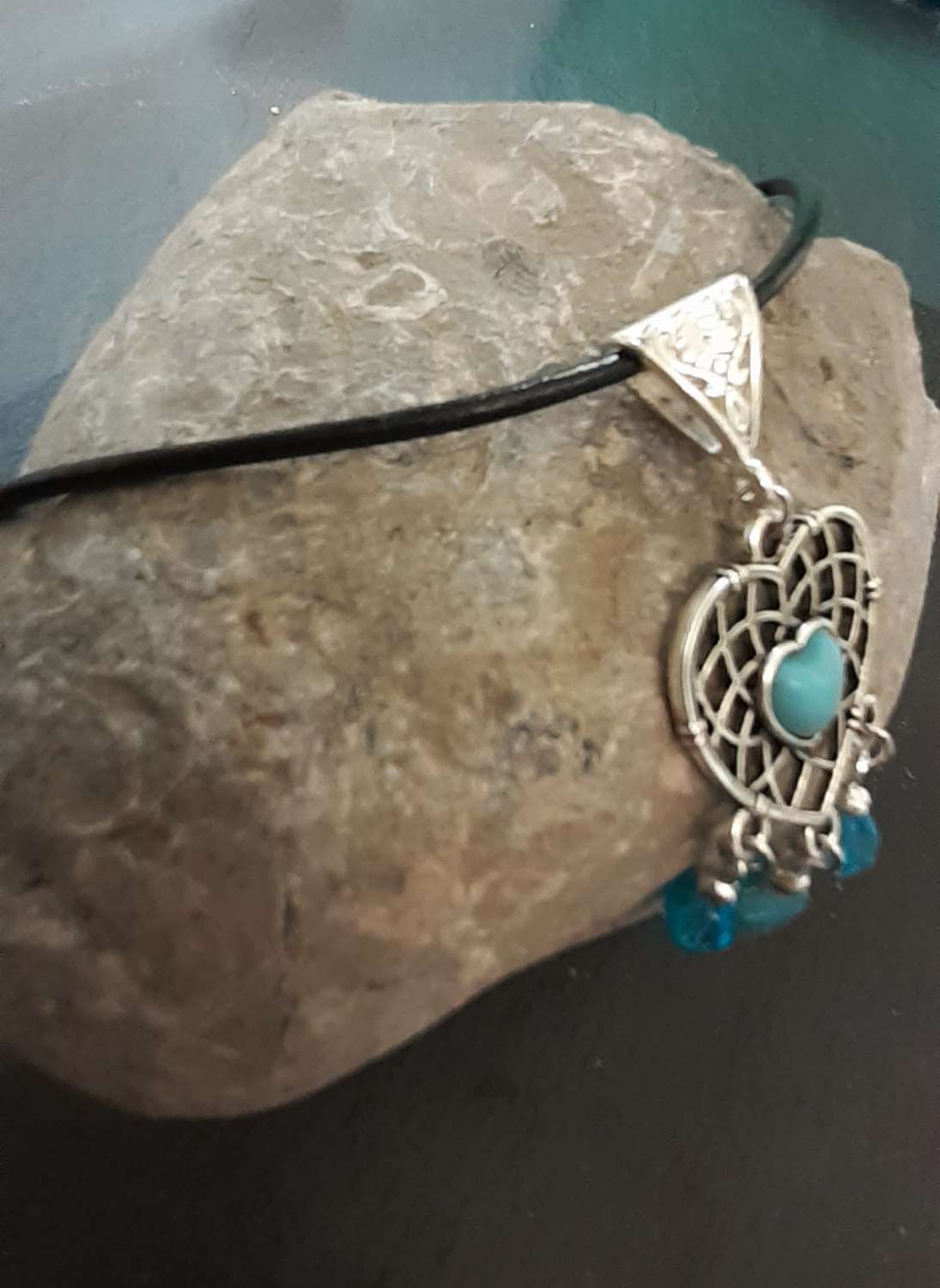 Turquoise Heart Chandeleir Necklace Turquoise Heart Chandeleir Necklace