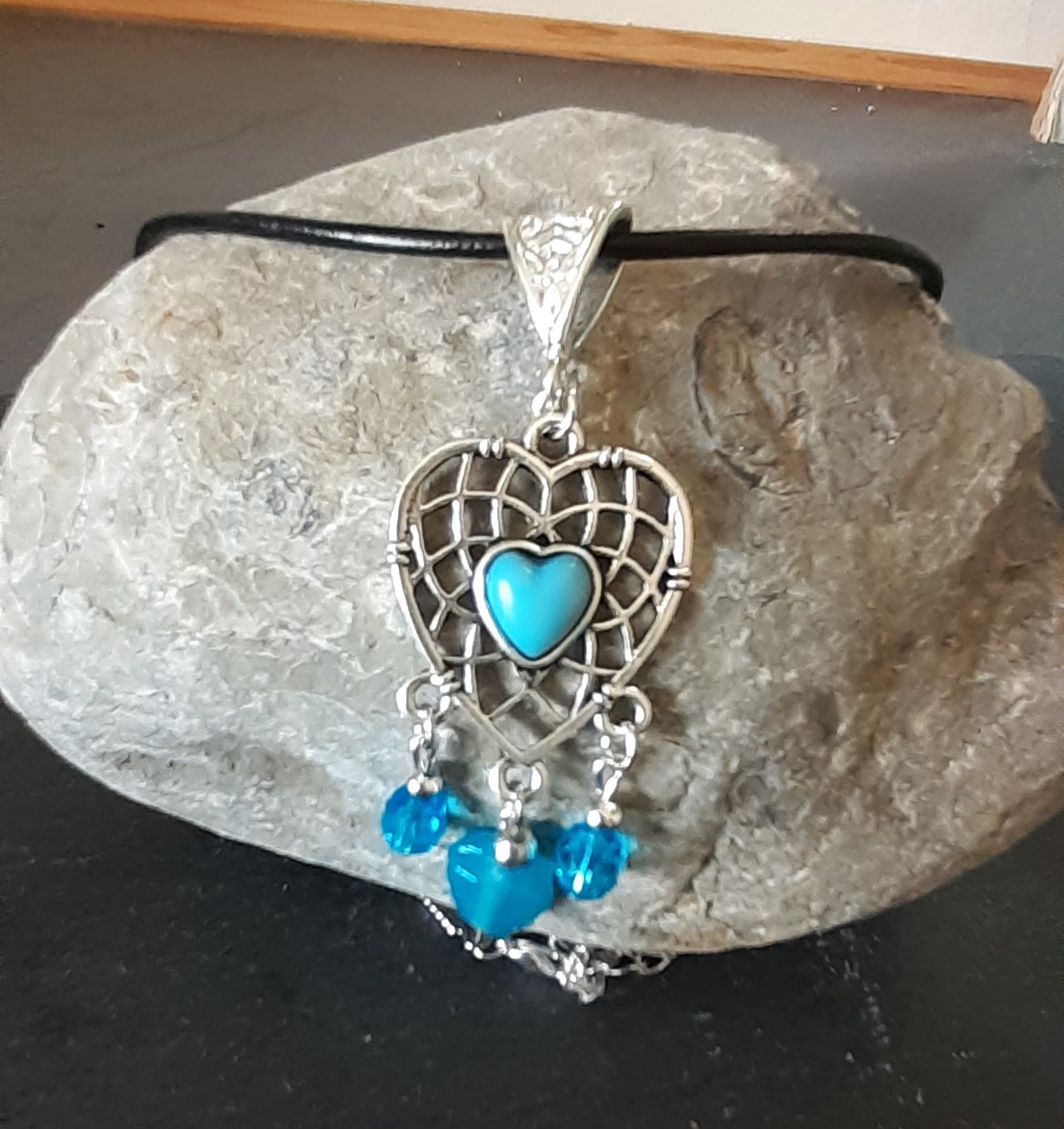 Turquoise Heart Chandeleir Necklace Turquoise Heart Chandeleir Necklace