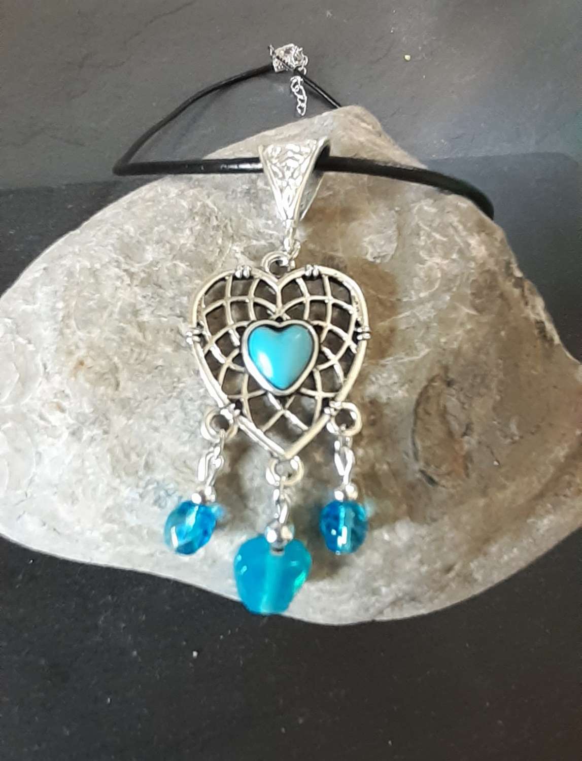 Turquoise Heart Chandeleir Necklace Turquoise Heart Chandeleir Necklace