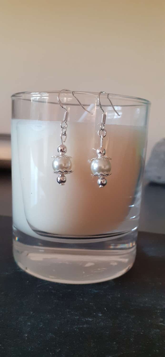 Cream Pearl Dangle Earrings Cream Pearl Dangle Earrings