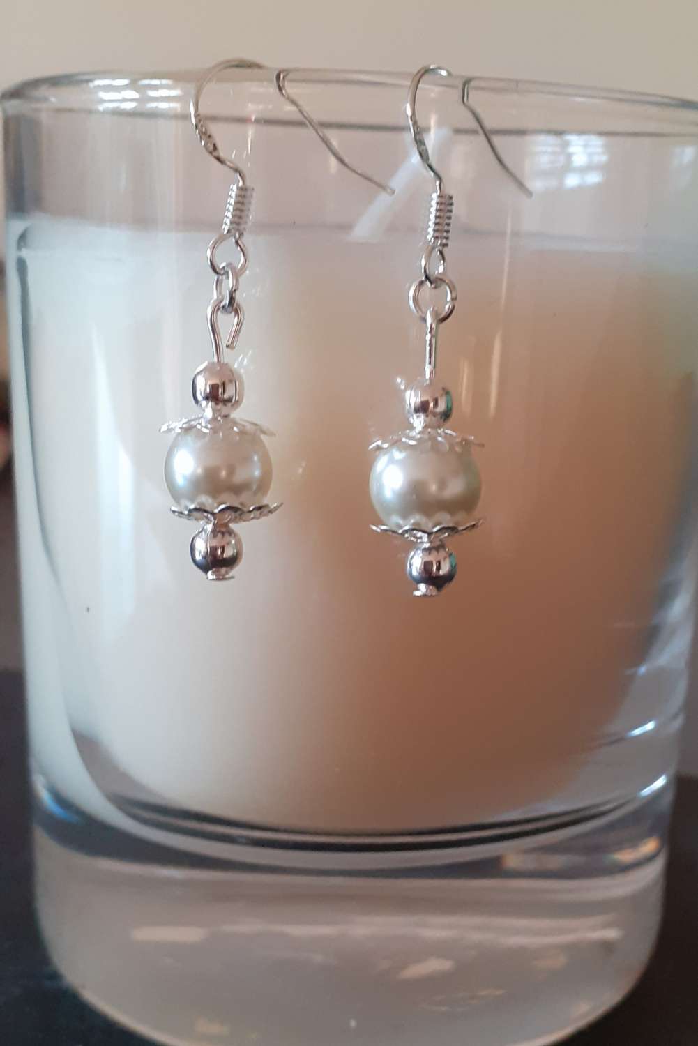 Cream Pearl Dangle Earrings Cream Pearl Dangle Earrings