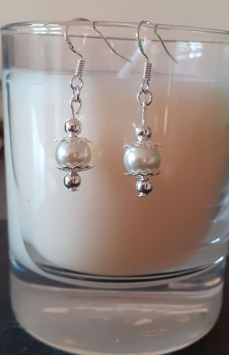 Cream Pearl Dangle Earrings Cream Pearl Dangle Earrings