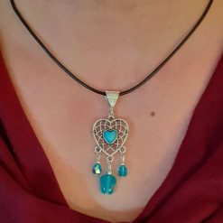 Turquoise Heart Chandeleir Necklace