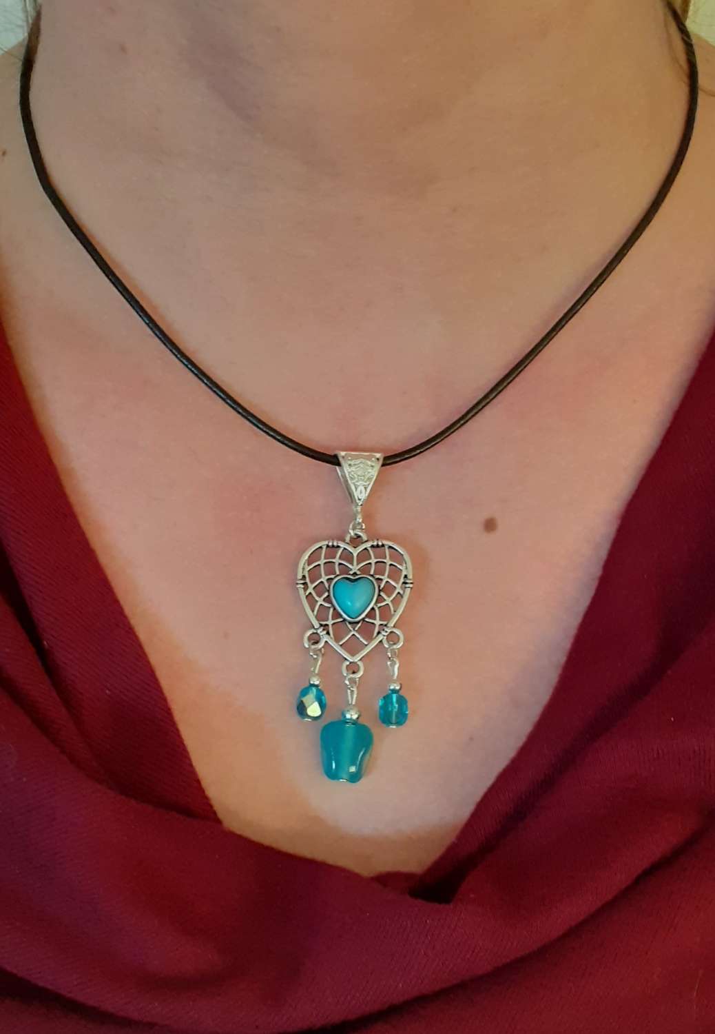 Turquoise Heart Chandeleir Necklace Turquoise Heart Chandeleir Necklace