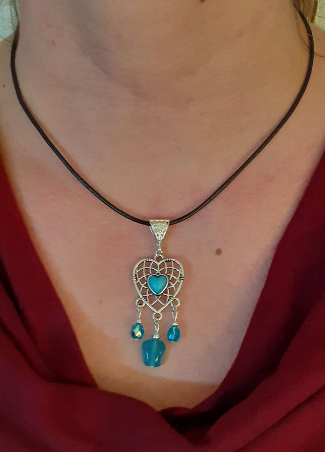 Turquoise Heart Chandeleir Necklace Turquoise Heart Chandeleir Necklace