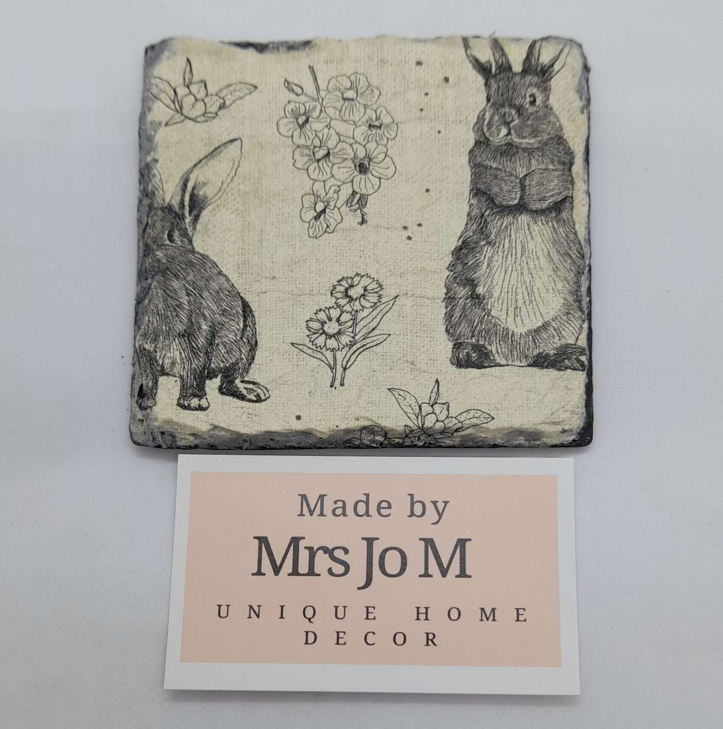 Coasters - Slate set of four vintage style Easter bunny decoupage flowers Coasters - Slate set of four vintage style Easter bunny decoupage flowers