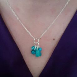 Aquamarine Cluster Pendant Sterling Silver Necklace