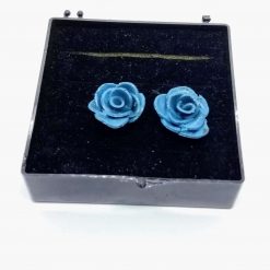handmade polymer clay rose pendant and earrings in dusty blue 1 handmade polymer clay rose pendant and earrings in dusty blue 1