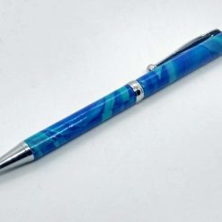Hand made slimline twist ballpoint pen in bright blue & turquoise 2 Hand made slimline twist ballpoint pen in bright blue & turquoise 2