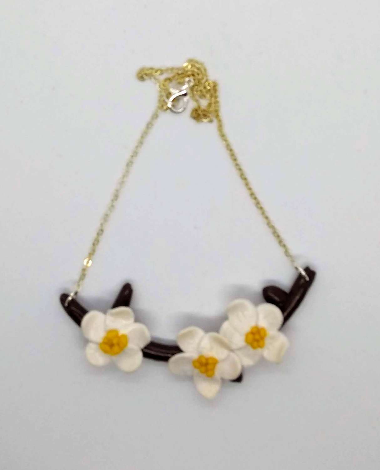handmade cute polymer clay white and yellow spring blossoms necklace handmade cute polymer clay white and yellow spring blossoms necklace