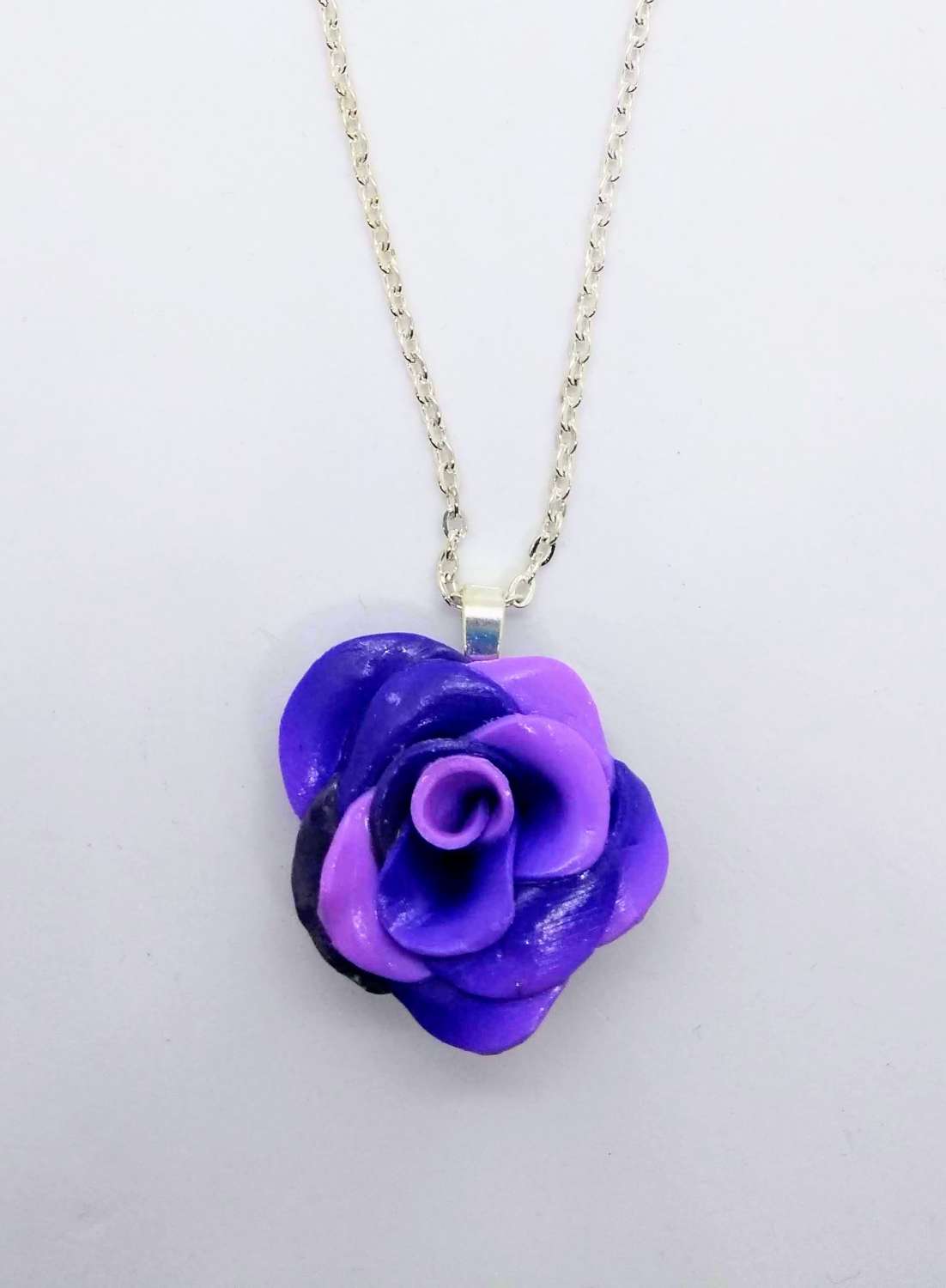 handmade polymer clay rose pendant in purple and lilac handmade polymer clay rose pendant in purple and lilac
