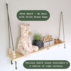 Nursery Shelf with Clothes Rail, Pine Nursery Shelves, Baby Gift, Rope Shelf, Swing Shelf, Hanging Shelf, Wooden Shelf, Floating Shelf, Nursery Decor, Nursery Shelf with Hanging Rail, Pine Shelf, Gender Neutral Baby Shower Gift, Shelves for Nursery 5