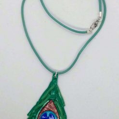 handmade polymer clay peacock feather pendant on leather necklace 3 handmade polymer clay peacock feather pendant on leather necklace 3