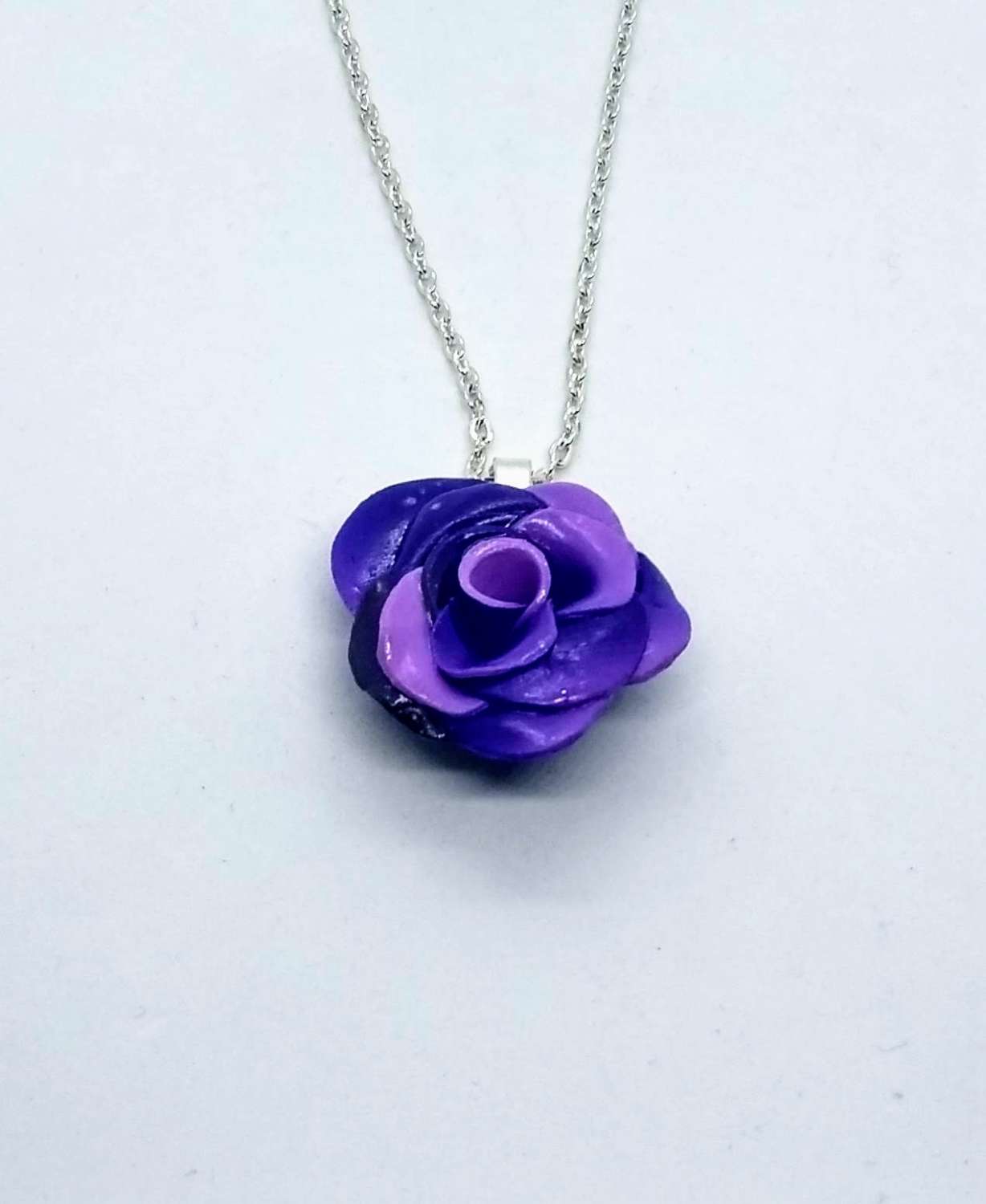 handmade polymer clay rose pendant in purple and lilac handmade polymer clay rose pendant in purple and lilac