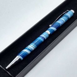 Moody blues -/Hand made slimline twist ballpoint pen in moody blue colours