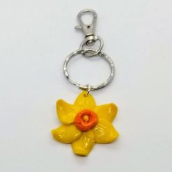 handmade polymer clay bright yellow daffodil pendant or bag clip 2 handmade polymer clay bright yellow daffodil pendant or bag clip 2