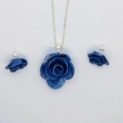 handmade polymer clay rose pendant and earrings in dusty blue 3 handmade polymer clay rose pendant and earrings in dusty blue 3