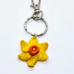 handmade polymer clay bright yellow daffodil pendant or bag clip 5 handmade polymer clay bright yellow daffodil pendant or bag clip 5