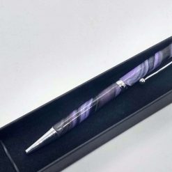 Hand made slimline twist ballpoint pen in purple and black