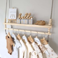 Nursery Shelf with Clothes Rail, Pine Nursery Shelves, Baby Gift, Rope Shelf, Swing Shelf, Hanging Shelf, Wooden Shelf, Floating Shelf, Nursery Decor, Nursery Shelf with Hanging Rail, Pine Shelf, Gender Neutral Baby Shower Gift, Shelves for Nursery 10
