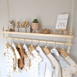 Nursery Shelf with Clothes Rail, Pine Nursery Shelves, Baby Gift, Rope Shelf, Swing Shelf, Hanging Shelf, Wooden Shelf, Floating Shelf, Nursery Decor, Nursery Shelf with Hanging Rail, Pine Shelf, Gender Neutral Baby Shower Gift, Shelves for Nursery 11
