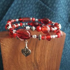 Ladies Beaded Bangle- Red Amour