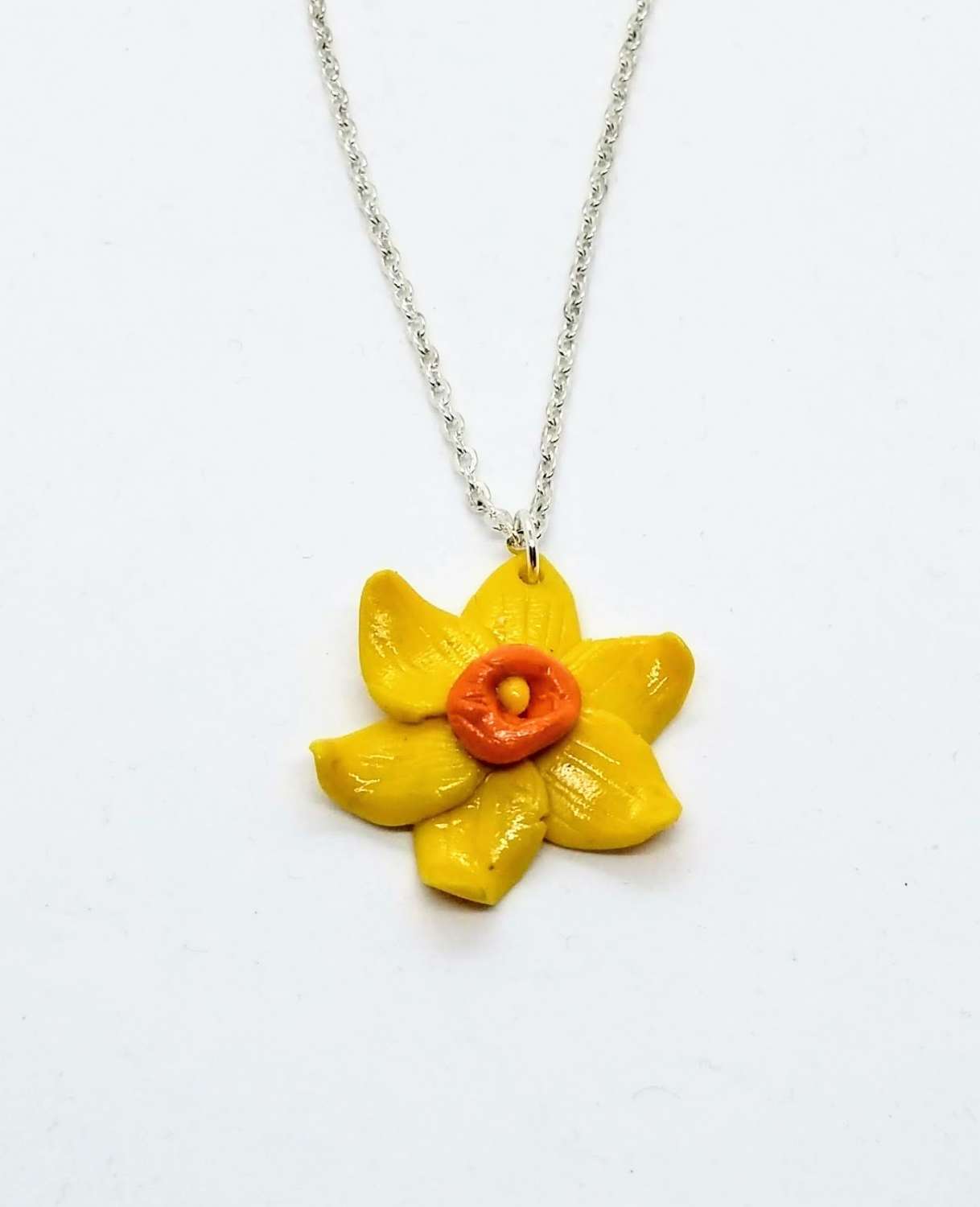 handmade polymer clay bright yellow daffodil pendant or bag clip handmade polymer clay bright yellow daffodil pendant or bag clip