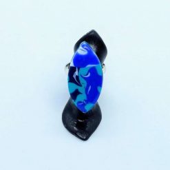 handmade marbled polymer clay adjustable ring in blue 2 handmade marbled polymer clay adjustable ring in blue 2