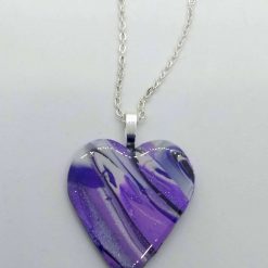 handmade polymer clay heart pendant in purples and silver 3 handmade polymer clay heart pendant in purples and silver 3