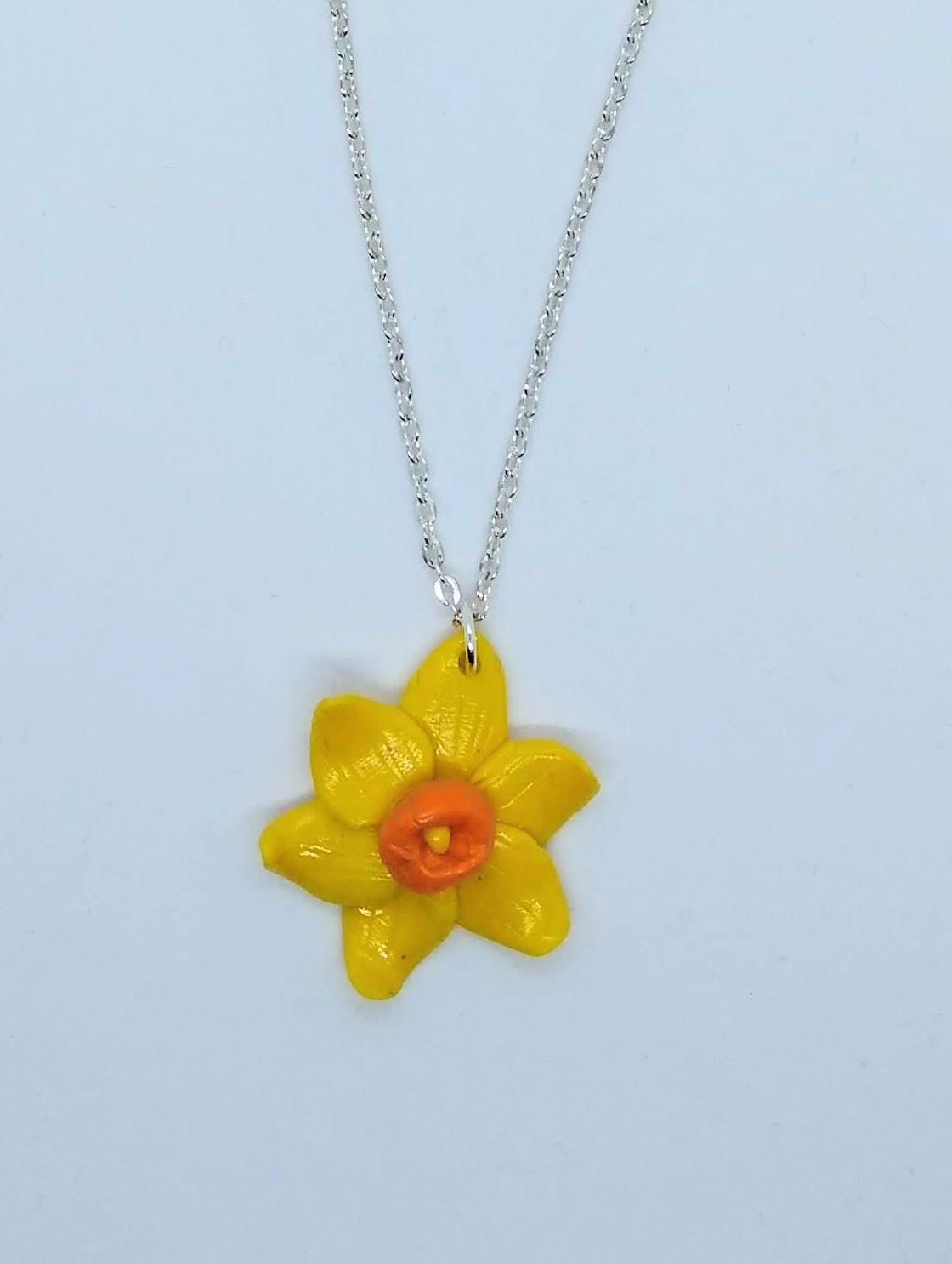handmade polymer clay bright yellow daffodil pendant or bag clip handmade polymer clay bright yellow daffodil pendant or bag clip