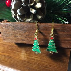 Festive Enameled Christmas Tree Earrings