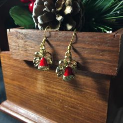 Festive Enameled Red Bell Earrings