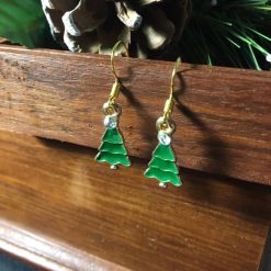 Festive Christmas Tree Enamel Earrings