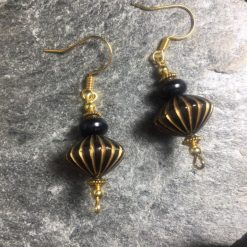 Black & Gold Vintage look Lantern Earrings