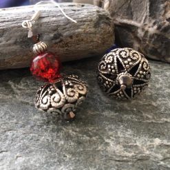 Vintage Style Silver And Red Earrings