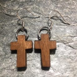 Wooden Cross Earrings