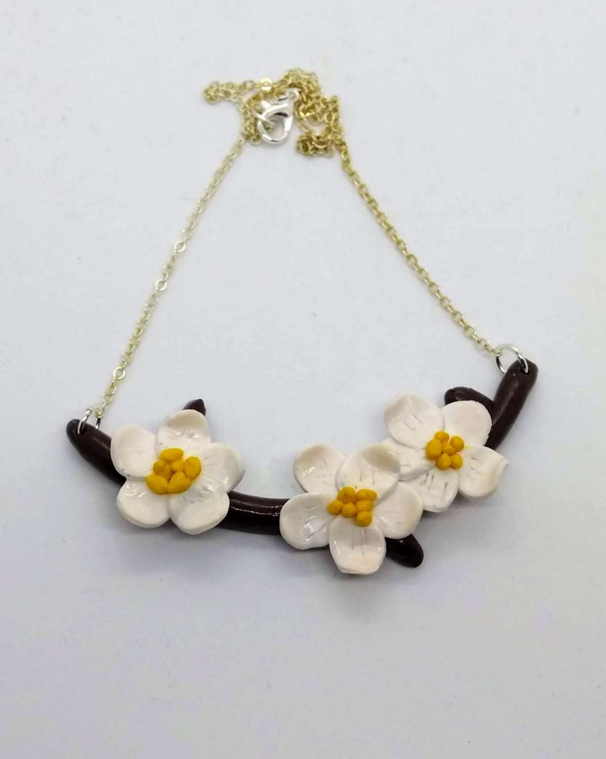 handmade cute polymer clay white and yellow spring blossoms necklace handmade cute polymer clay white and yellow spring blossoms necklace