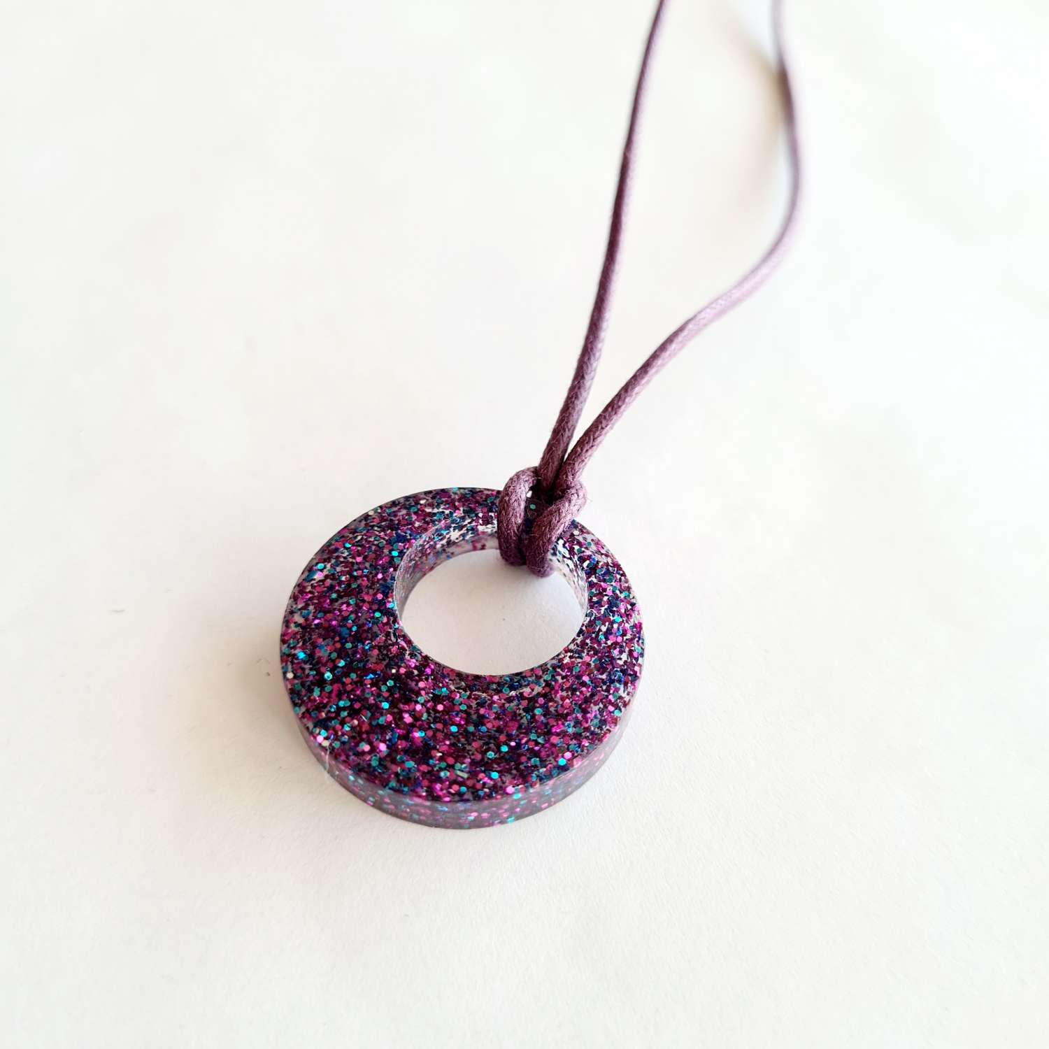 Purple and blue glitter resin pendant necklace Purple and blue glitter resin pendant necklace
