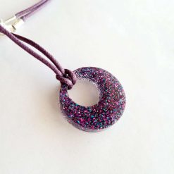 Purple and blue glitter resin pendant necklace 2 Purple and blue glitter resin pendant necklace 2