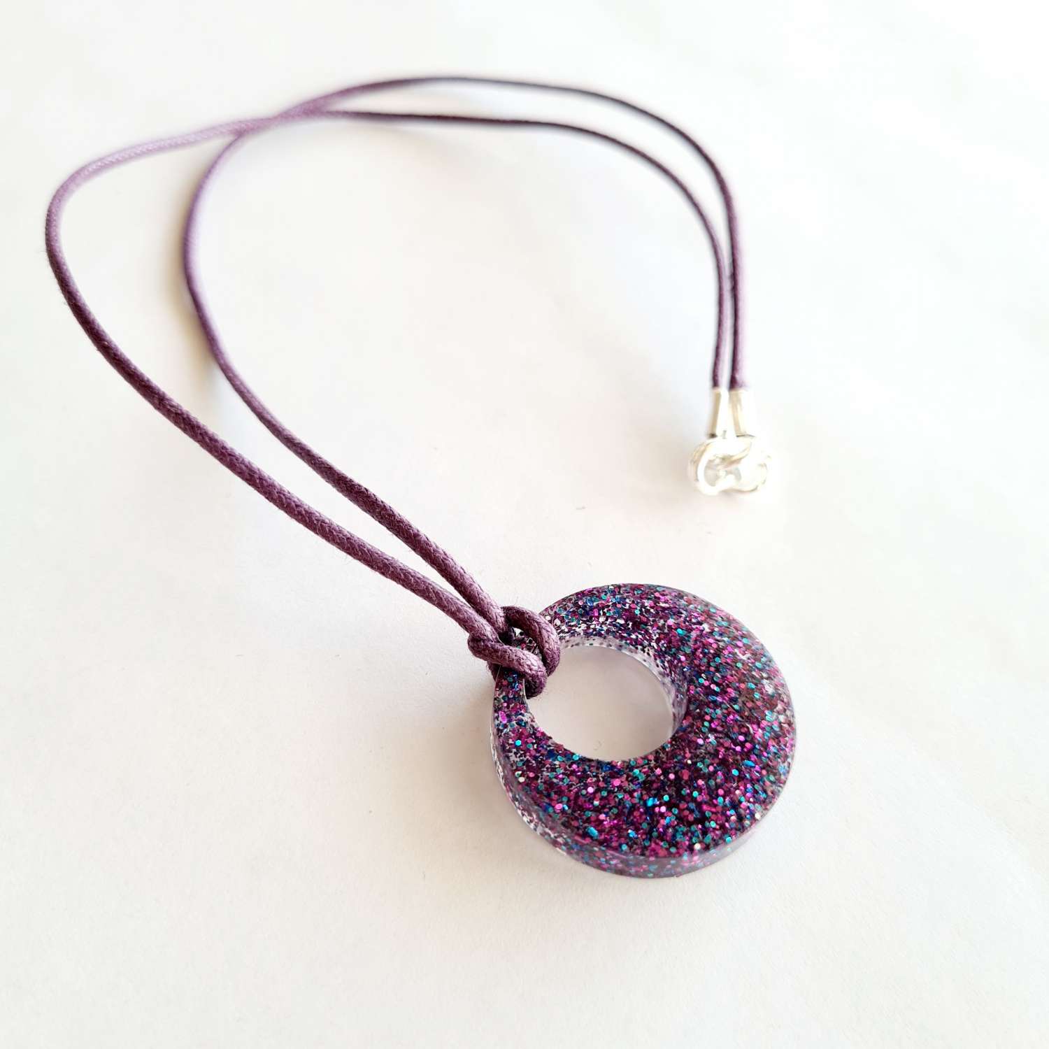 Purple and blue glitter resin pendant necklace Purple and blue glitter resin pendant necklace