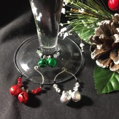 Festive Wine Glass Charms Mixed Silver Coloured set of 3