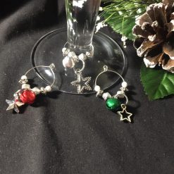 Festive Wine Glass Charms Mixed Silver Coloured set of 3